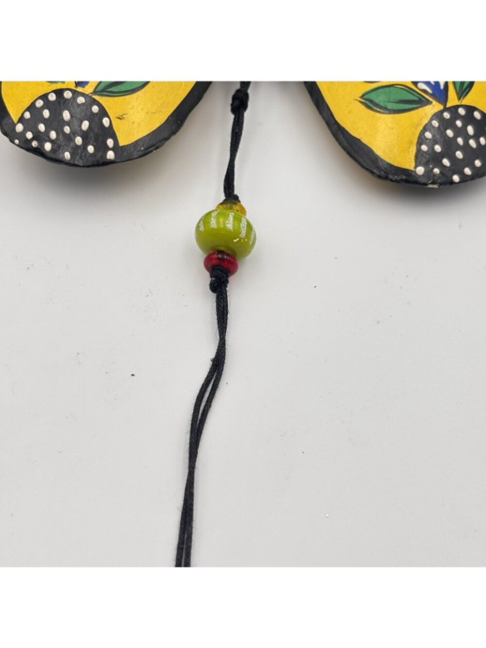 Handmade Painted Floral Butterfly Wind chime iron 21 inches long glass beads - Picture 14 of 16